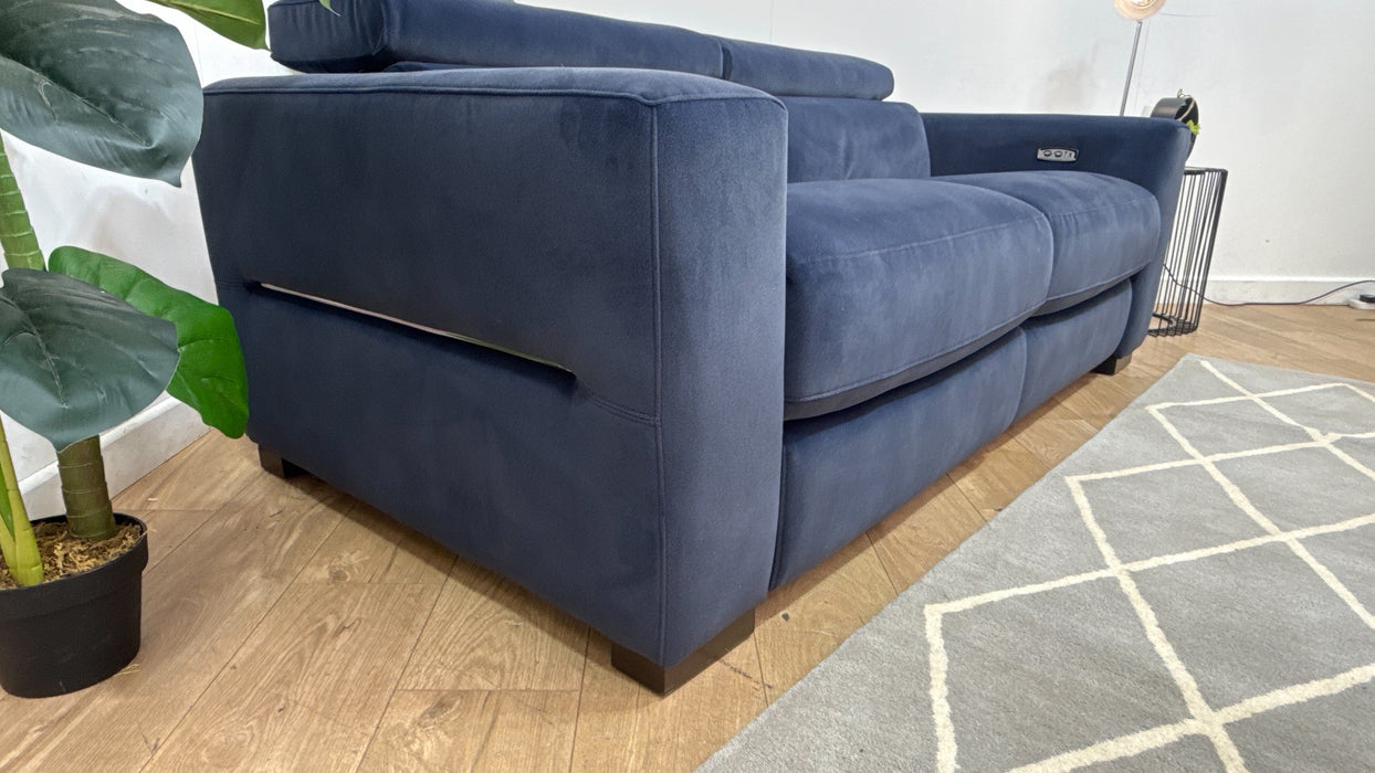 Sofology Metropolitan Fabric 3 Seater Power Recliner in Lifestyle Mottled Navy Blue