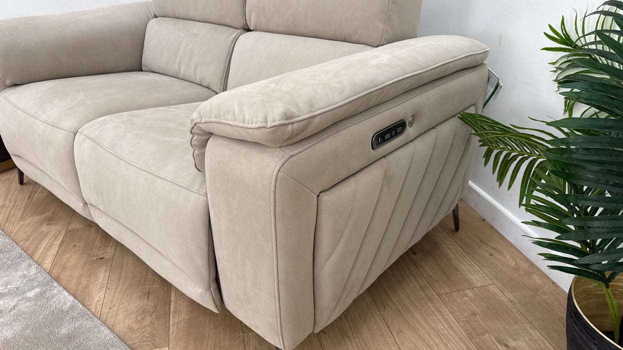Sofology The Fratelli Fabric 2 Seater Power Recliner/Headrest in Lifestyle Nubuck Feel Stone