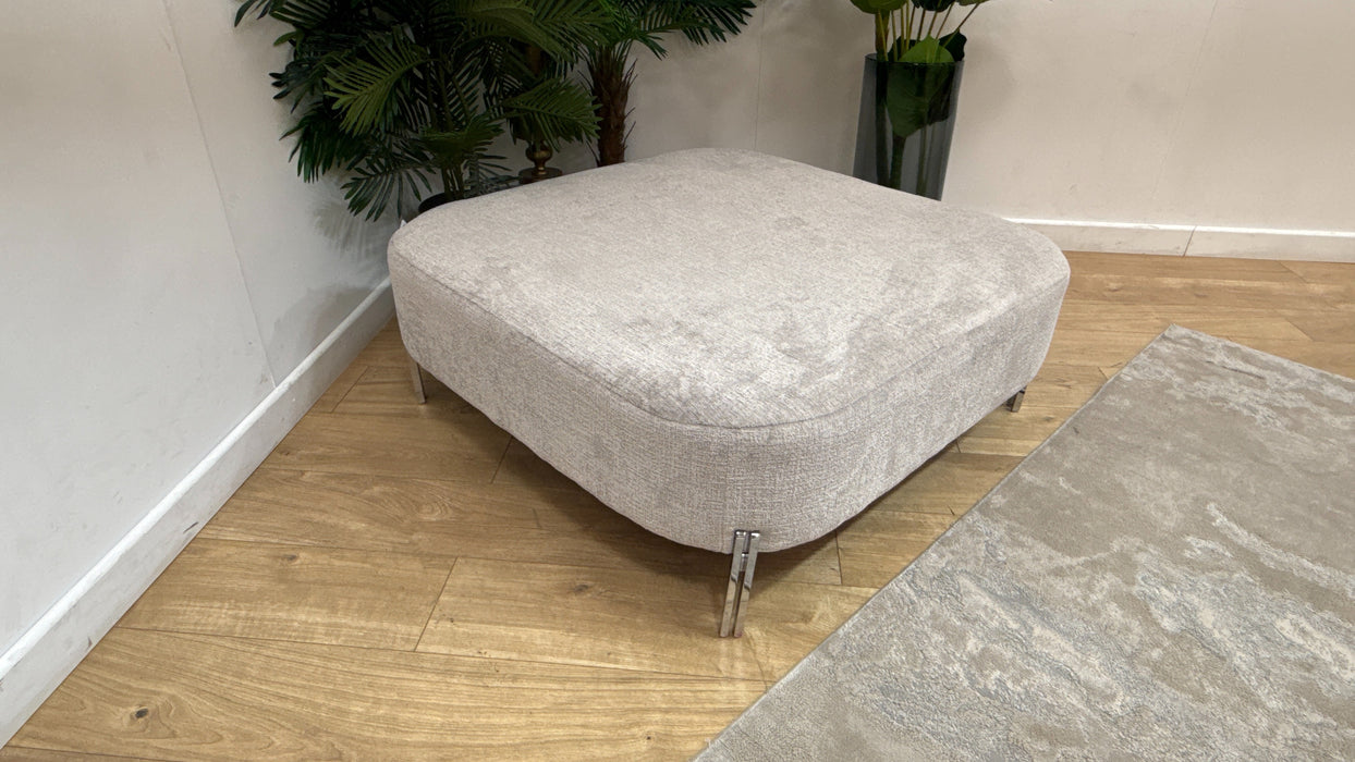 Sofology Westwood Fabric Designer Footstool in Teddy Chenille Silver