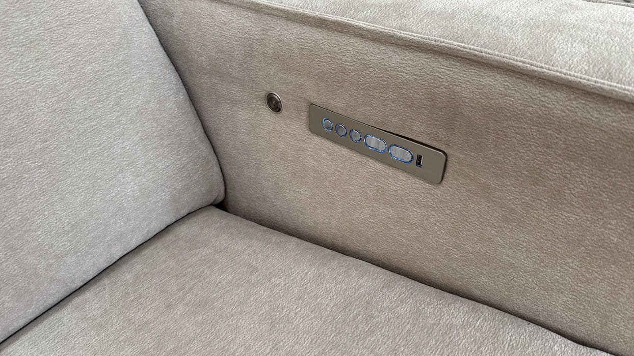 Sofology The Horizon 1.5 Corner 3 Console Recliner Sofa in Textured Chenille Stone