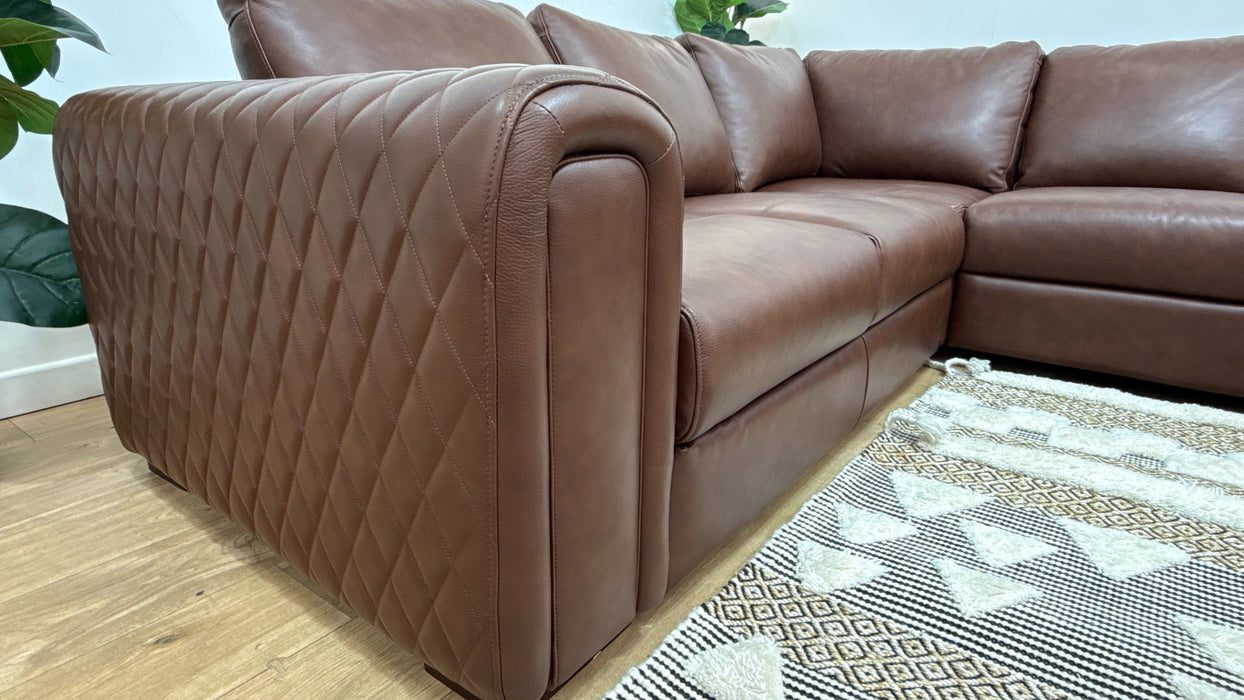 Sofology The Firenze Leather 2 Corner 2 in Trusty Embossed Chestnut
