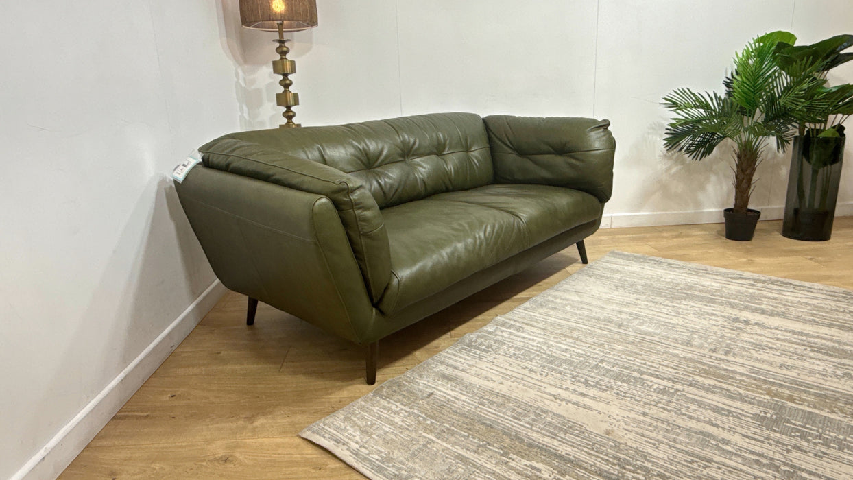 Sofology Hygge Leather 3 Seater in Relaxed Soft Olive