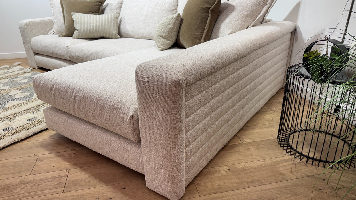 Sofology Cove Fabric Grande Chaise in Artisan Chenille Ecru Mix
