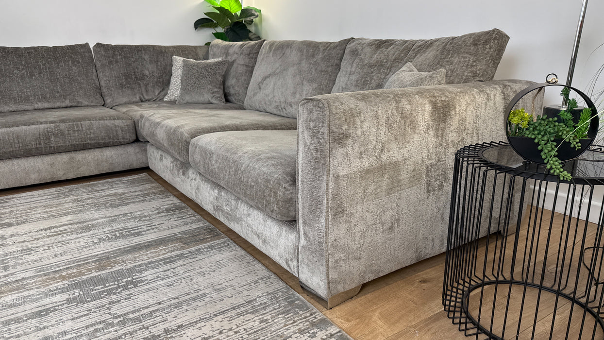 Sofology The Majestica 1 Terminal Corner 3 Fabric Sofa in Plain Truffle Mix