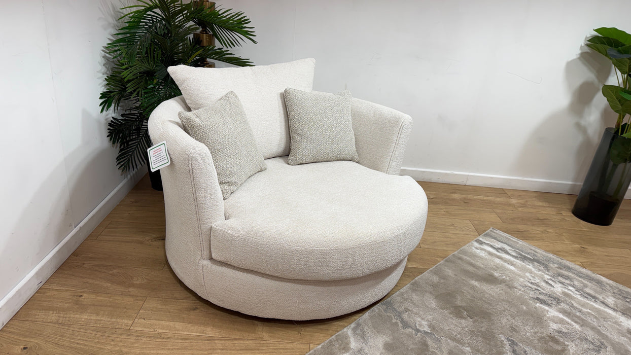 Sofology Westwood Fabric Large Swivel Chair in Soft Boucle Ecru Mix