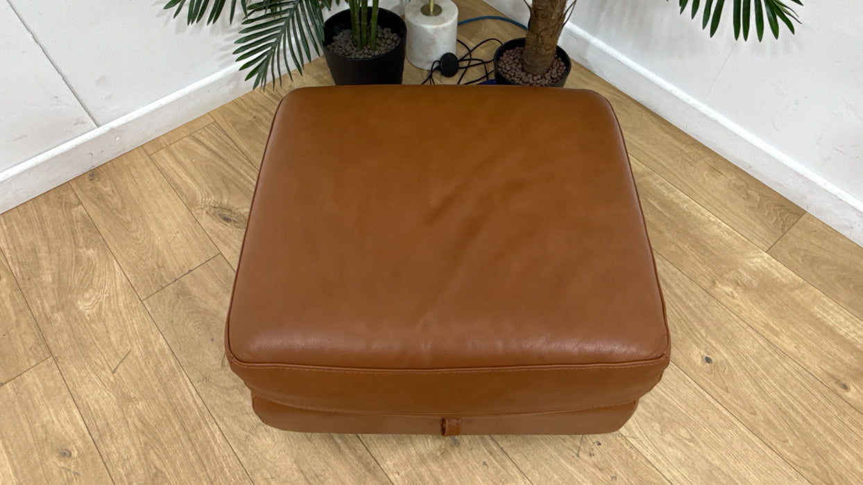 Sofology Laurence Leather Storage Footstool in Relaxed Embossed Cognac