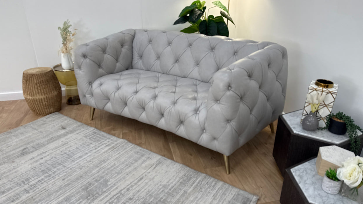 Sofology The Alchemist 2 Seater Leather Sofa in Tote Silver