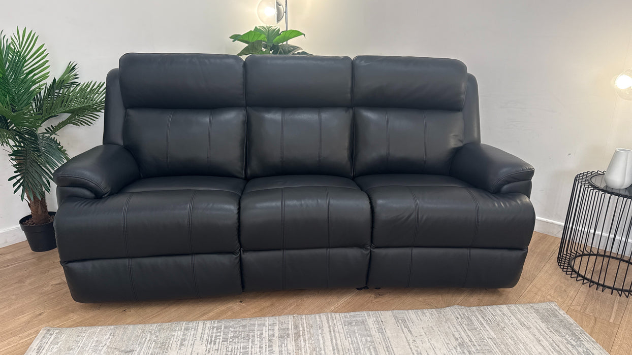 Sofology Gracie Leather 3 Seater Power Recliner/Headrest in Trusty Sheen Jet Black