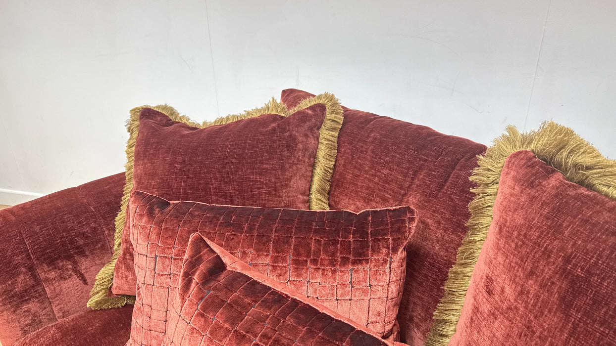 Sofology Regency Fabric 4 Seater Split Foam Seats in Luxe Chenille Burgundy Mix