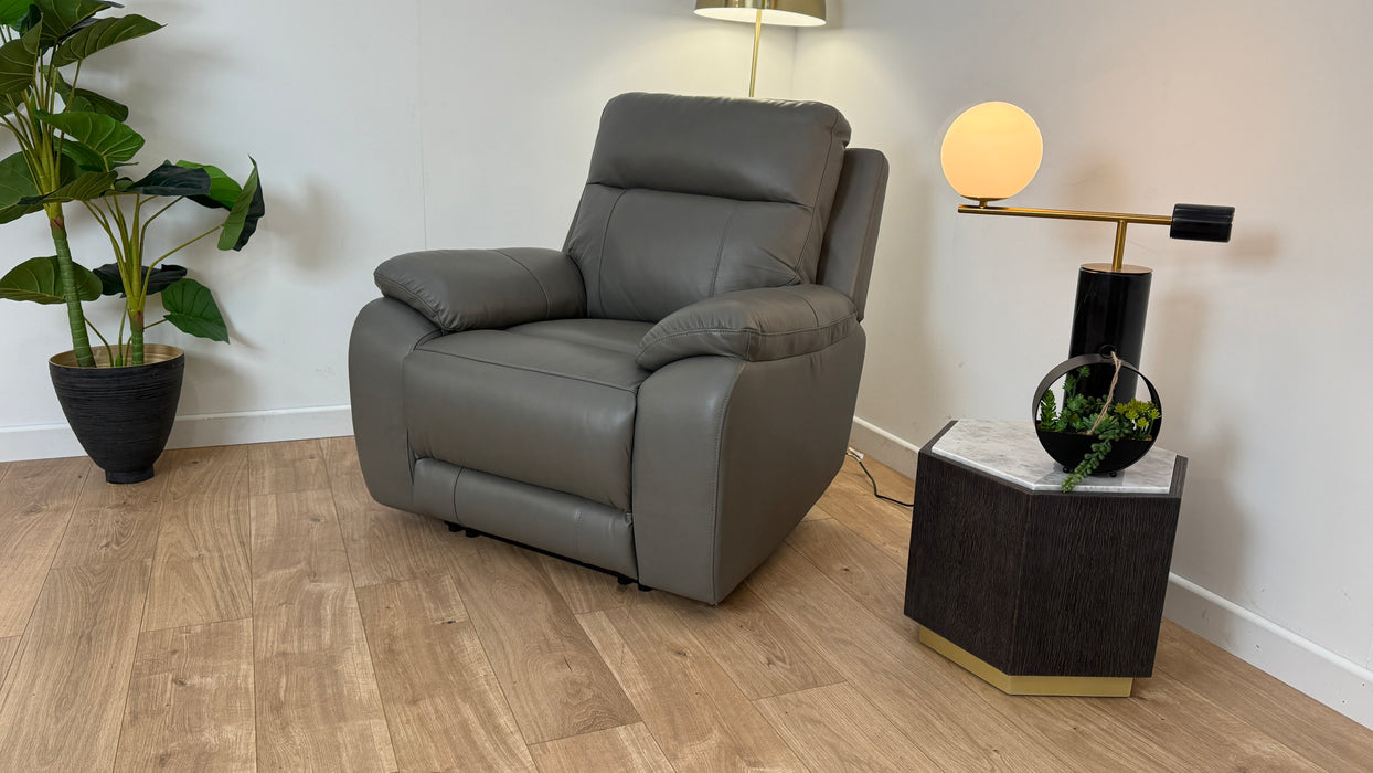 Sample Leather Power Recliner in Grey