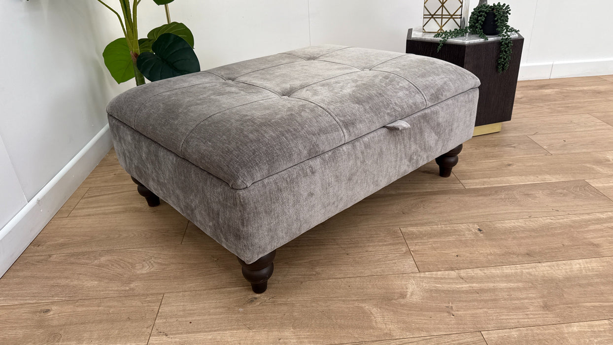 Sofology Highgrove Fabric Storage Footstool in Luxury Deep Pile Chenille Grey