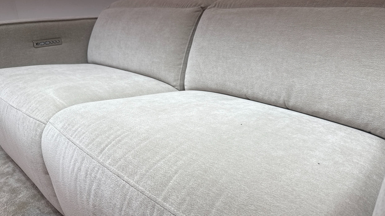 Sofology Horizon Fabric 2.5 Seater Power Recliner/Headrest in Textured Chenille Stone