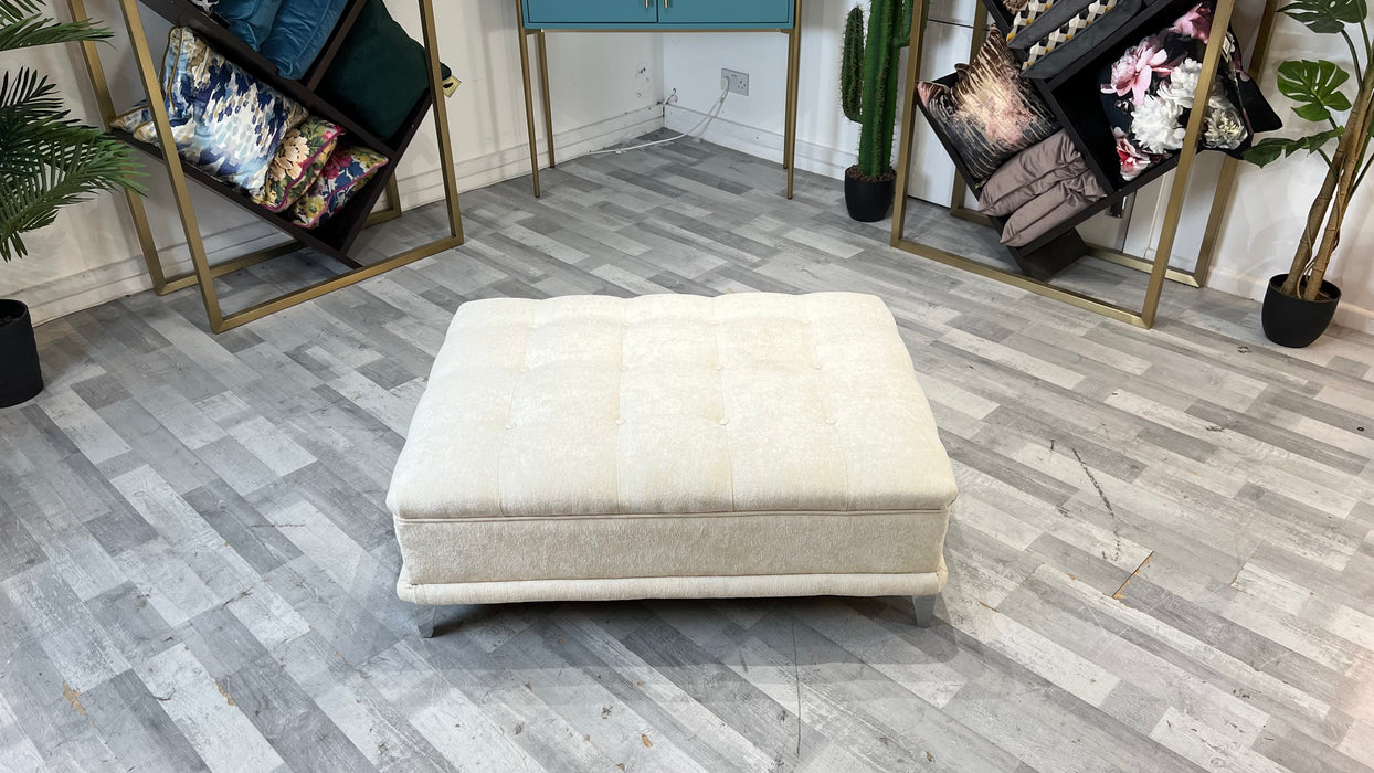 Midas Designer Footstool - Fabric - ivory All Over