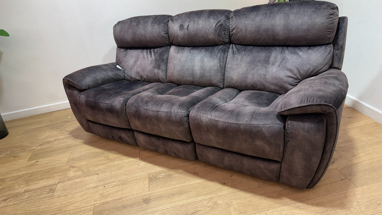 Sofology Radley Fabric 3 Seater Split Triple Power Recliner in Decent Charcoal