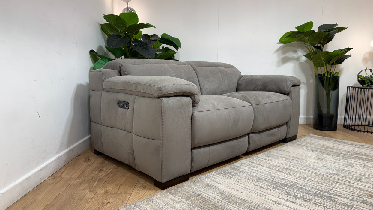 Sofology Laurence Fabric 2 Seater Power Recliner/Headrest in Lifestyle Textured Charcoal