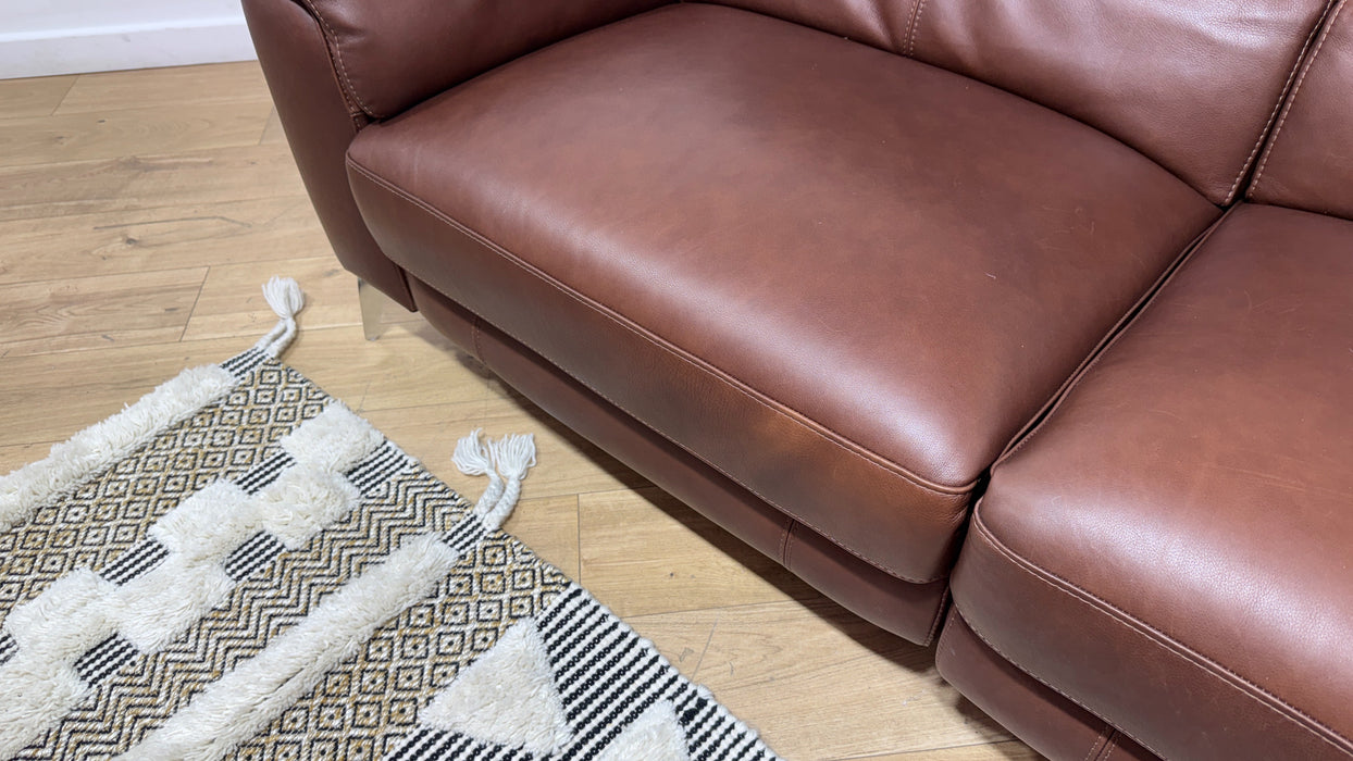 Sofology Illinois Leather 3 Seater Power Recliner/Headrest in Relaxed Soft Brown