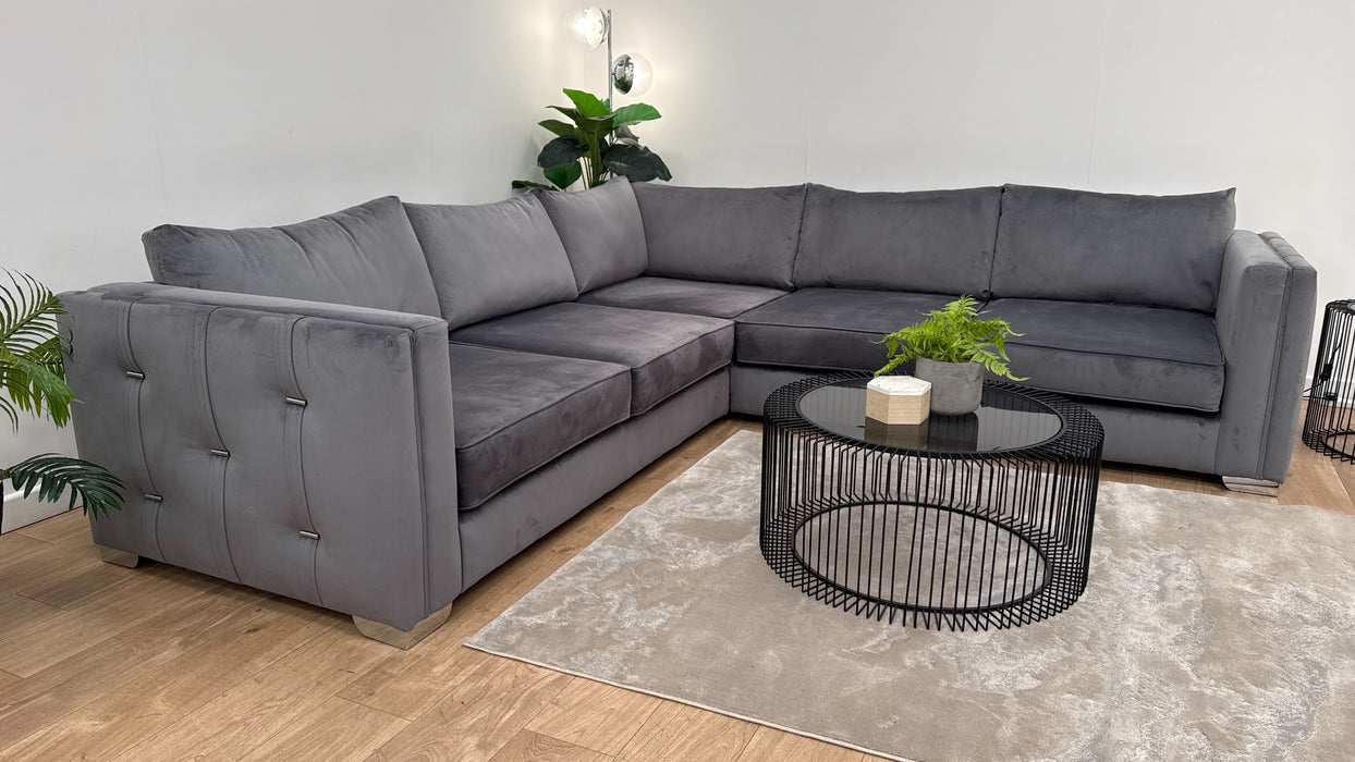 Sofology The Titan Fabric 2 Corner 2 Full Back in Festival Steel/Grey Mix