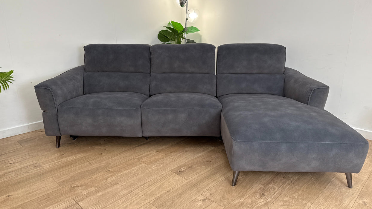 Sofology The Dakota 3 Seater Fabric Recliner Chaise in Lifestyle Mottled Charcoal