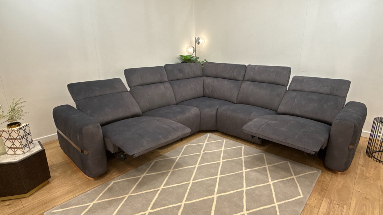 Sofology Lumiere Fabric 3 Corner 3 Power Recliner/Headrest Heated Seats in Lifestyle Flecked Charcoal