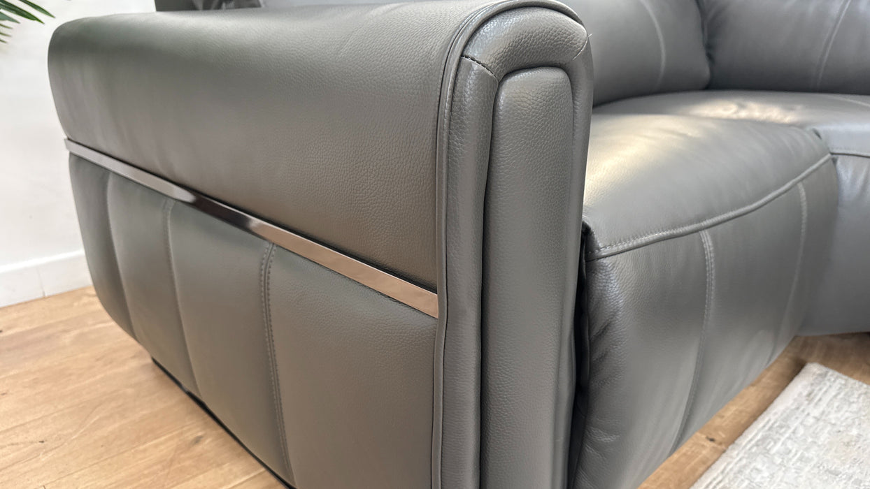 Sofology The Ravello Leather 1 Corner 2 Power Recliner/Headrest Lumbar Support in Trusty Embossed Charcoal