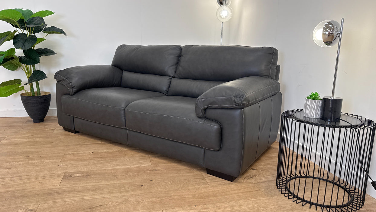 Santino 2 Seat - Leather Sofa - Caruso Slate