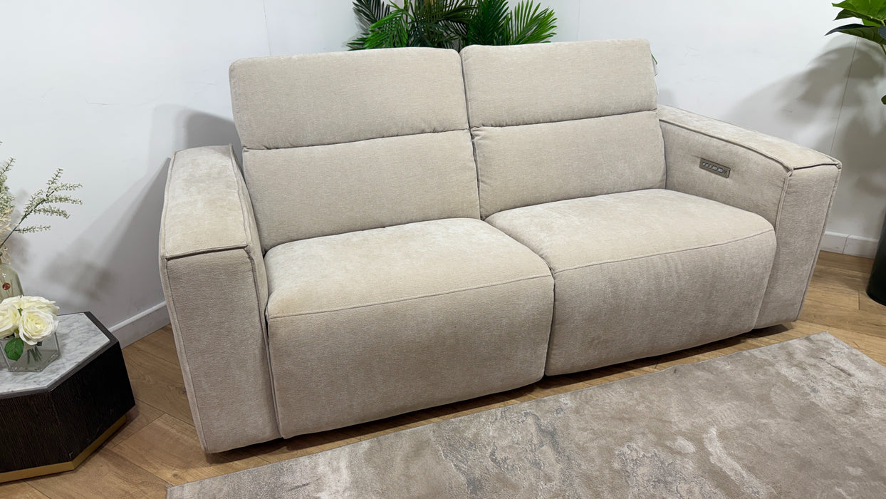 Sofology Horizon Fabric 2.5 Seater Power Recliner/Headrest in Textured Chenille Stone
