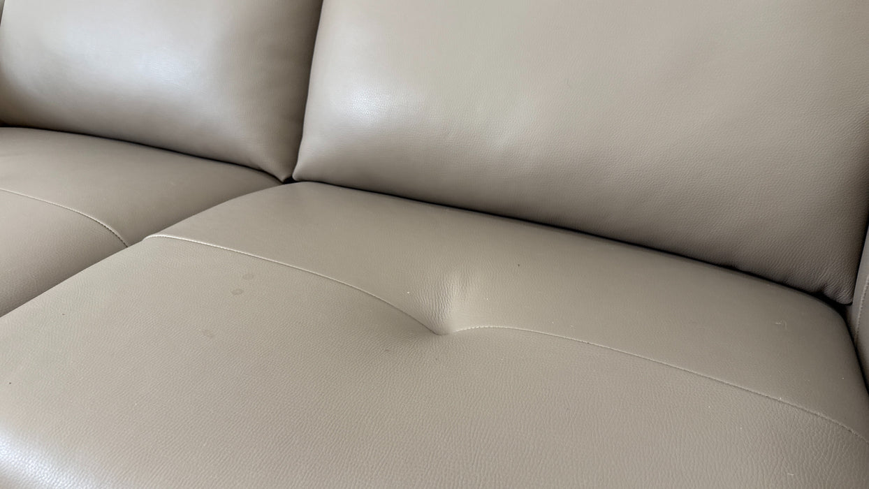 Sofology The Arezzo 2 Seater Recliner Sofa in Amalfi Cappuccino Leather/Cloud Grey Mix