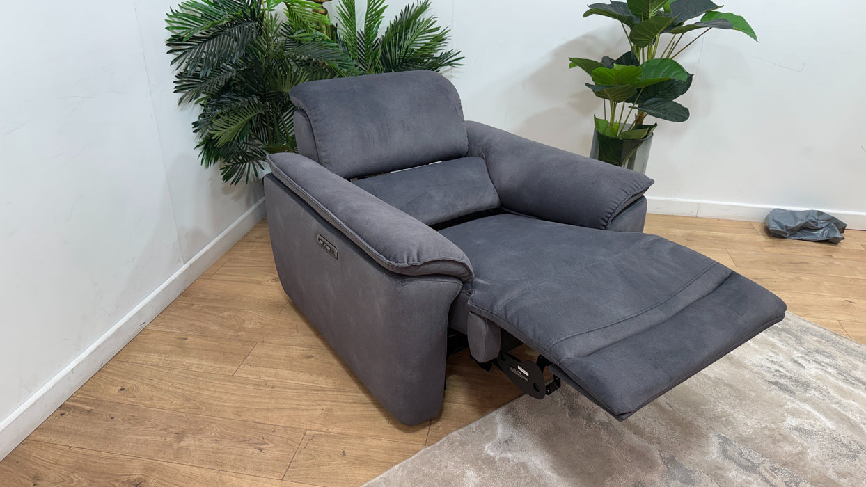 Sofology Hugo Fabric Chair Power Recliner/Headrest in Lifestyle Flecked Charcoal