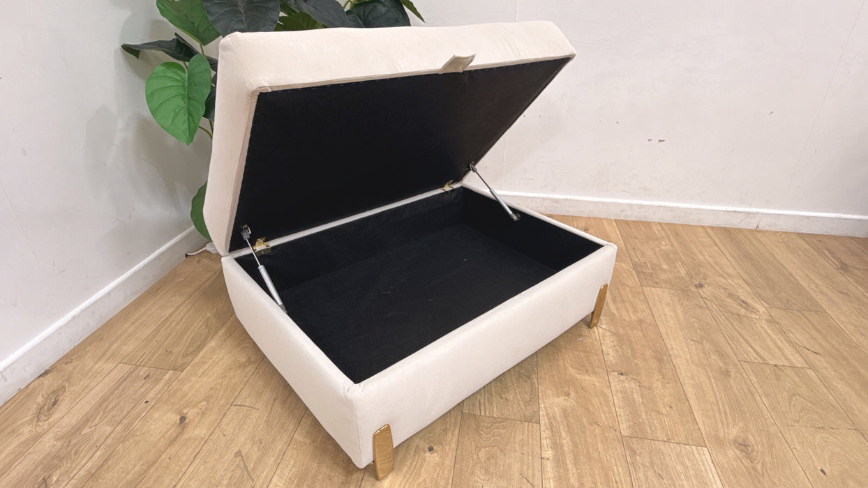 Sofology Oscar Fabric Storage Footstool in Super Matt Velvet Ecru