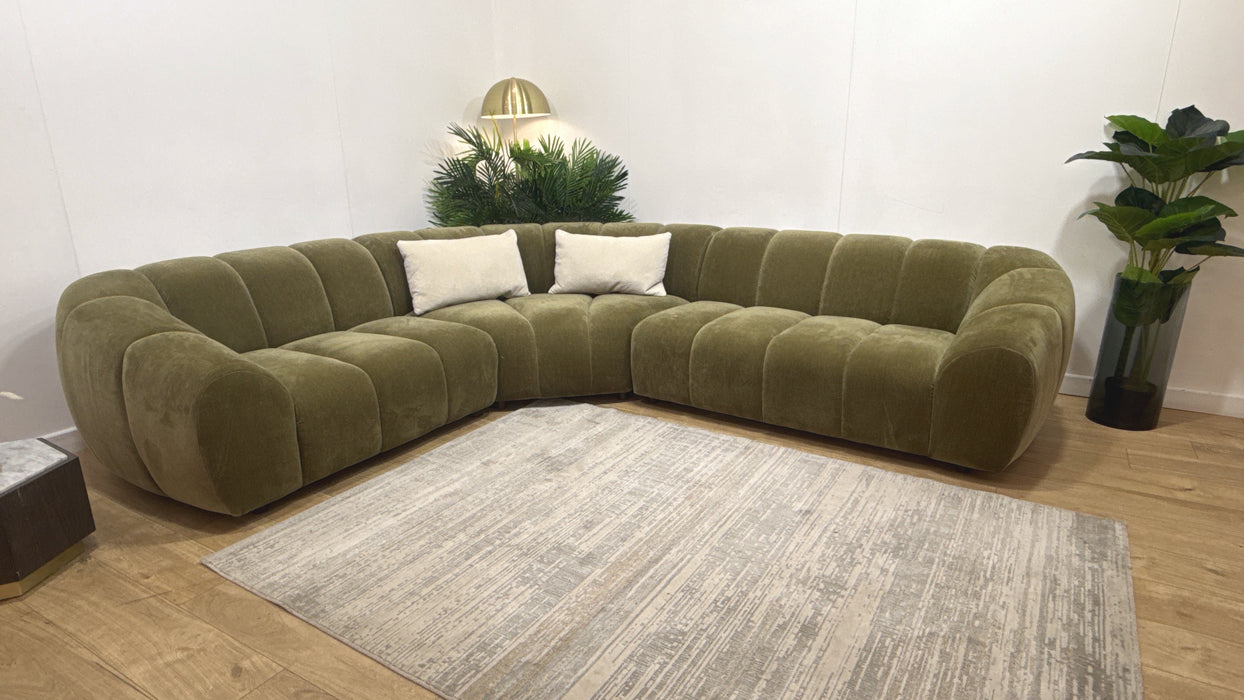 Sofology Waldorf Fabric 1.5 Corner 2 in Waldorf Soft Chenille Olive