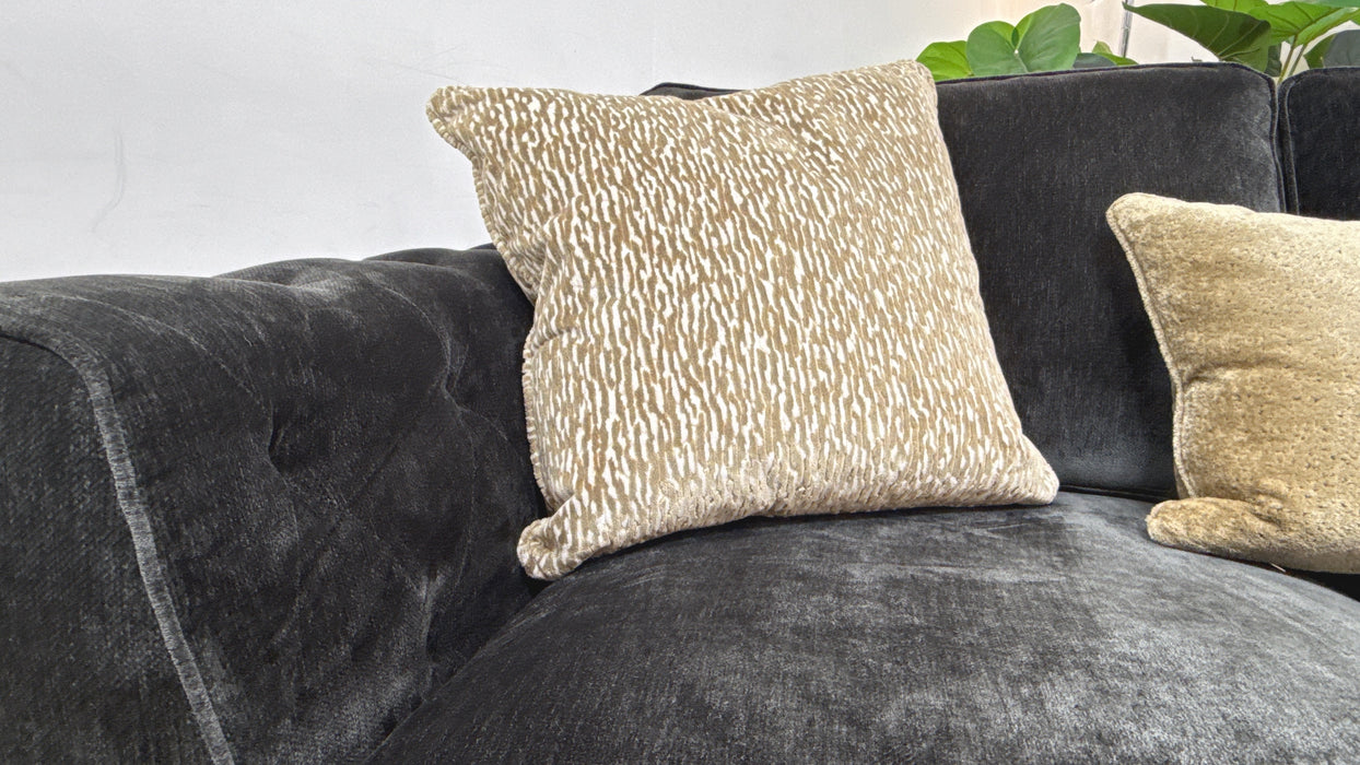 Sofology Valentina Fabric 2 Seater Foam Seats Pillow Back in Luxury Deep Pile Chenille Slate Mix