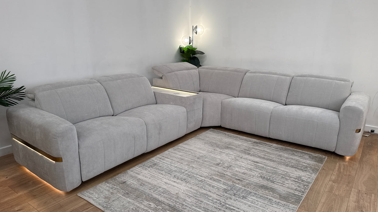 Sofology Lumiere Fabric Recliner 3 Corner Console 3 in Stone