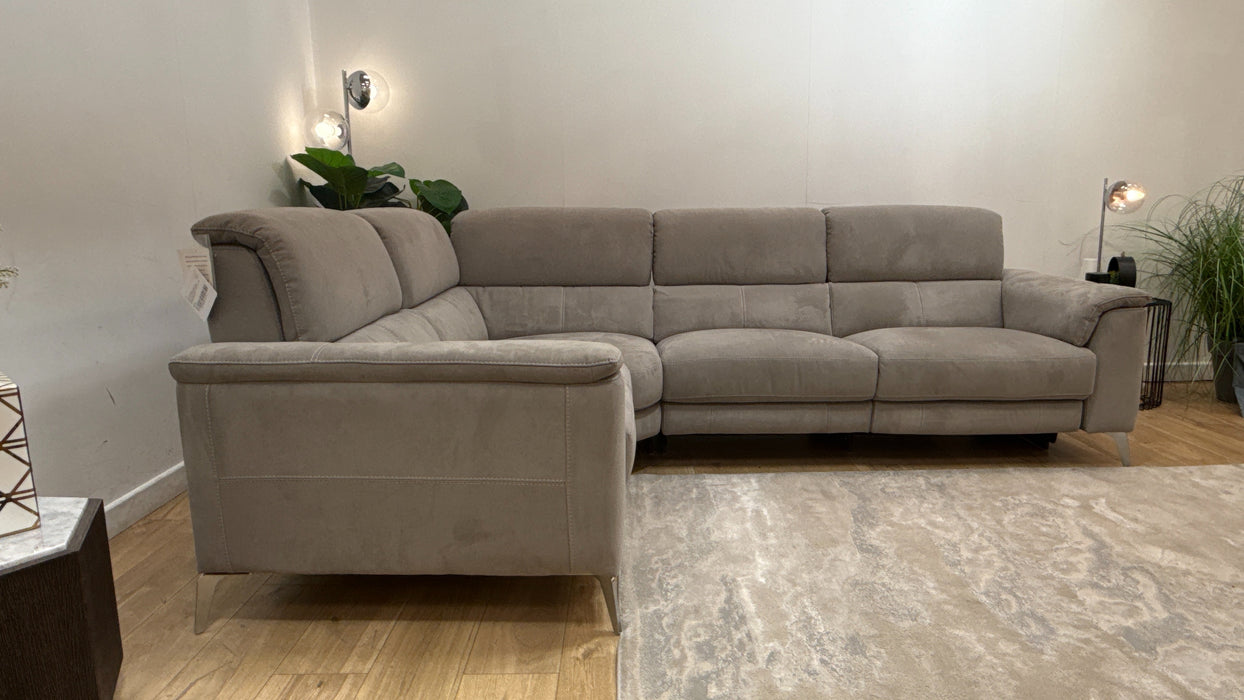 Sofology Illinois Fabric 1 Corner 2 Power Recliner/Headrest in Lifestyle Textured Grey
