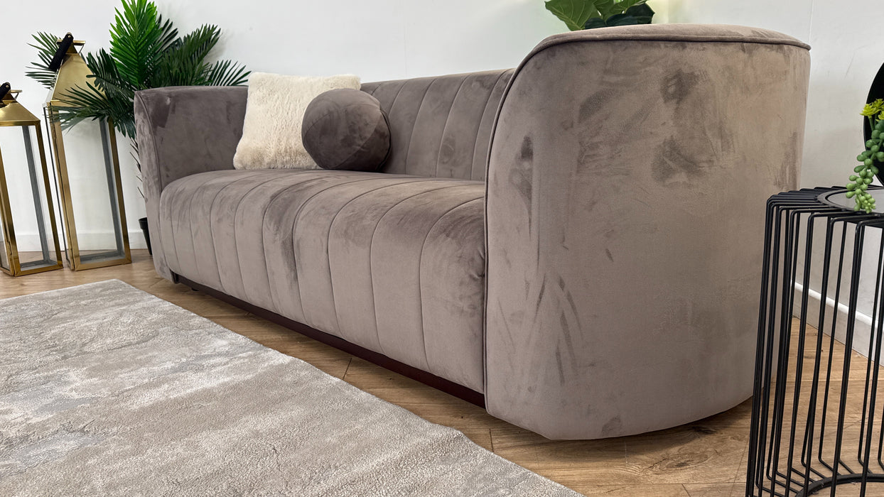 Sofology The Fitzrovia 3 Seater Fabric Sofa in Matt Velvet Mole Mix With Trim