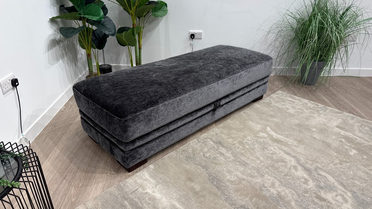 Sofology Sample Obsidian Fabric Bench Footstool in Luxury Textured Chenille Anthracite