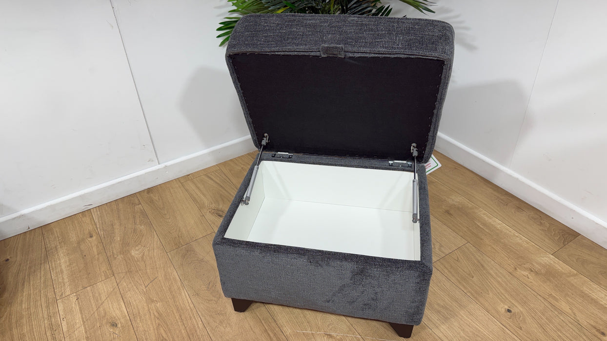 Sofology Brixton Fabric Storage Footstool in Linen Look Chenille Charcoal