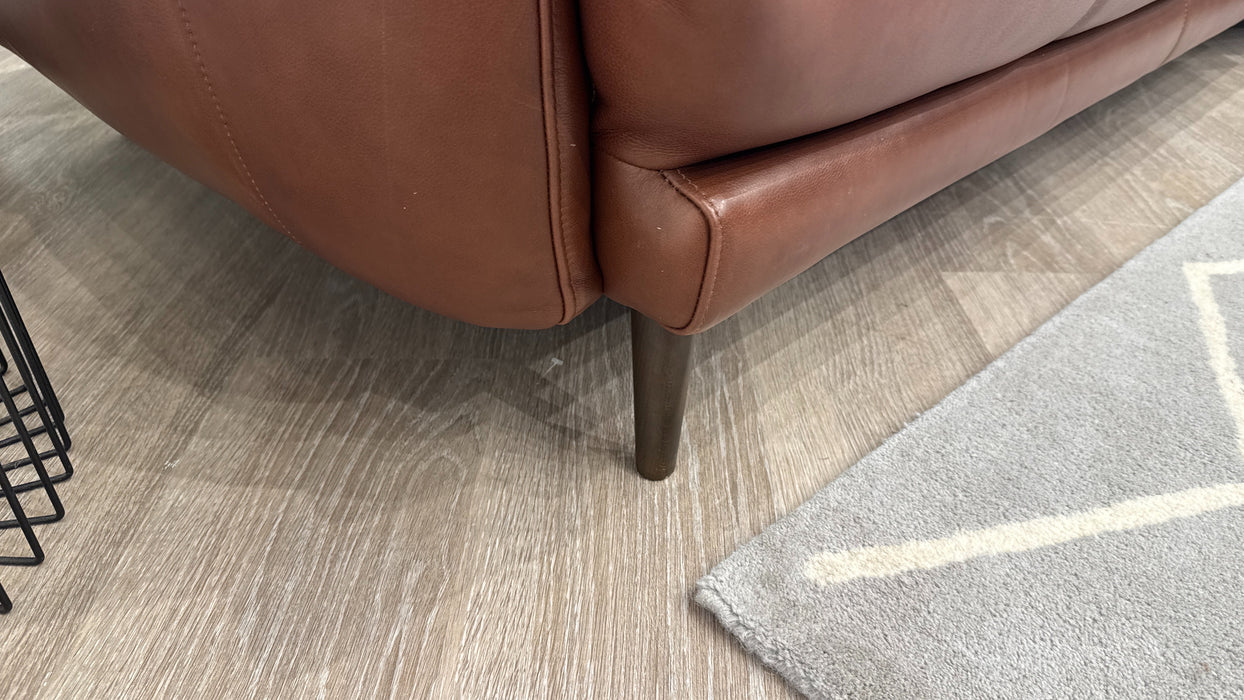 Sofology Adler Leather 4 Seater Asymmetric in Relaxed Soft Brown