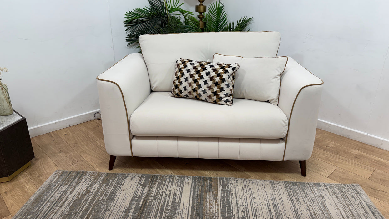 Sofology Remy Fabric Loveseat in Super Matt Velvet Ecru Mix
