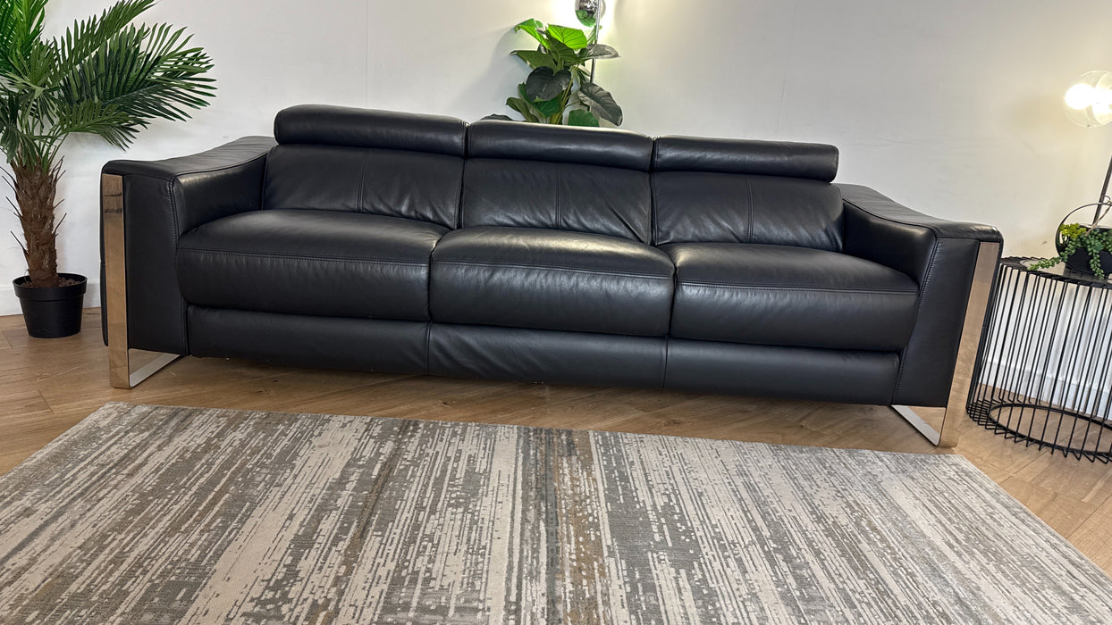 Sofology The Torres Leather 4 Seater in Jet Black