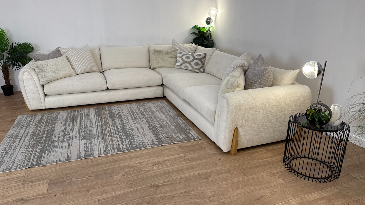 Sofology Marble Arch Fabric 3 Corner 3 in Camden Wood Trim Ecru Mix