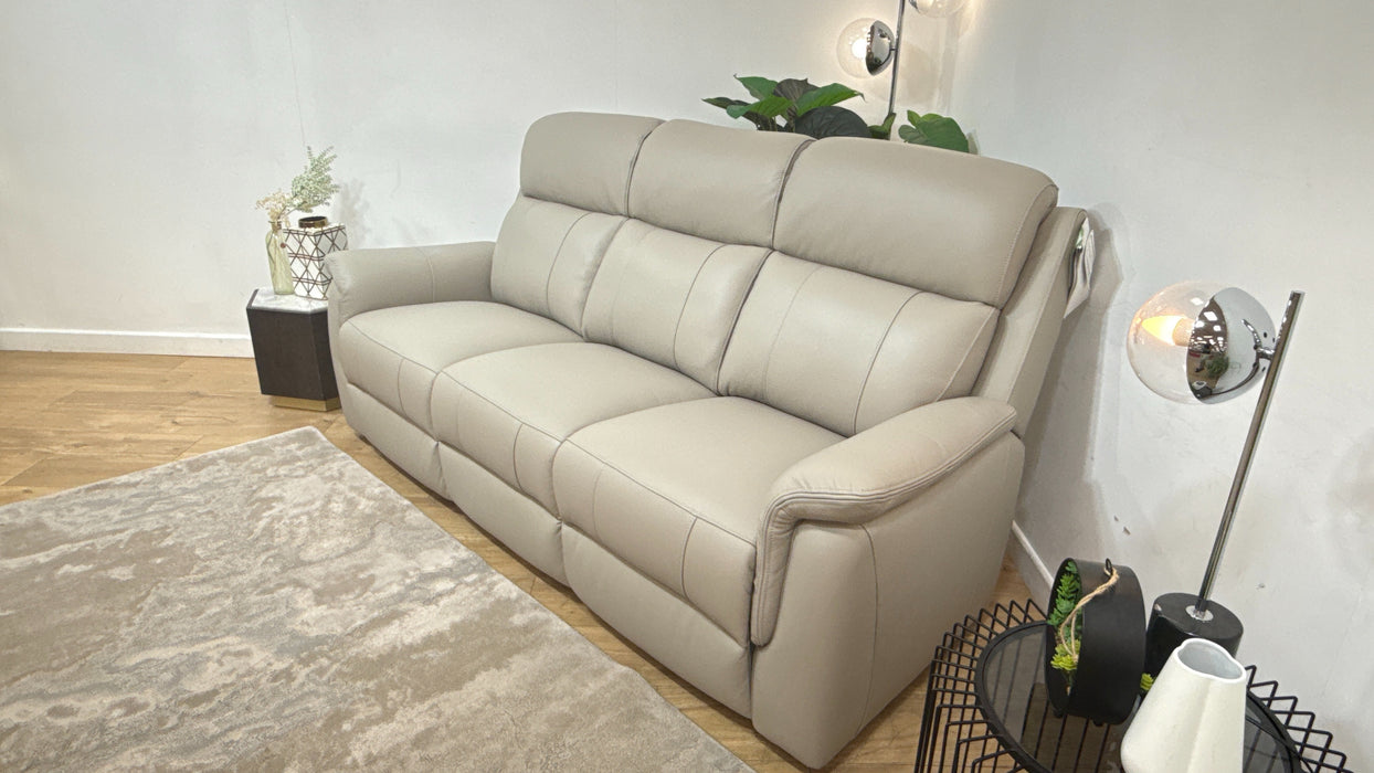 Sofology Bradie Leather 3 Seater in Trusty Embossed Light Grey