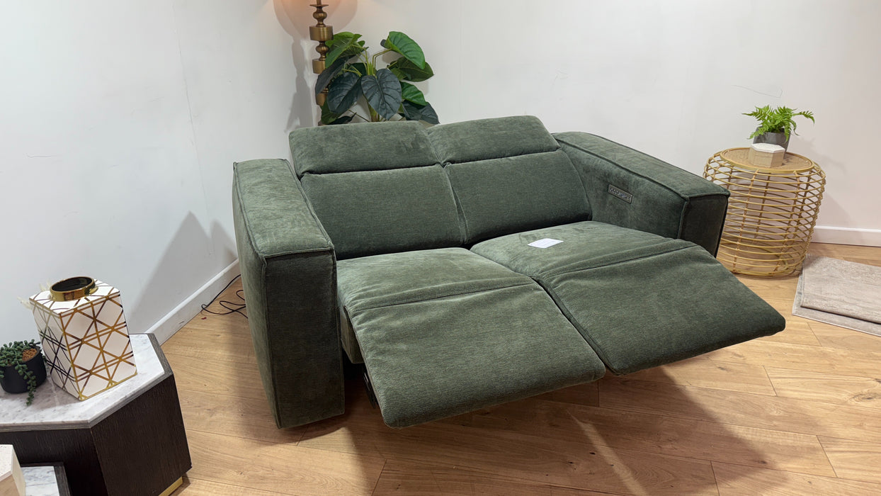 Sofology Horizon Fabric 2 Seater Power Recliner/Headrest in Textured Chenille Pine