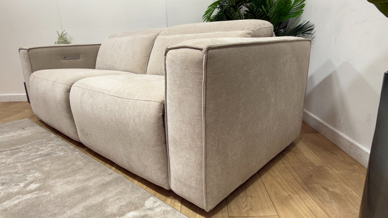 Sofology Horizon Fabric 2.5 Seater Power Recliner/Headrest in Textured Chenille Stone