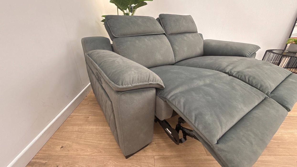 Sofology Benz Fabric 2 Seater Power Headrest/Recliner in Lifestyle Flecked Ivy Green