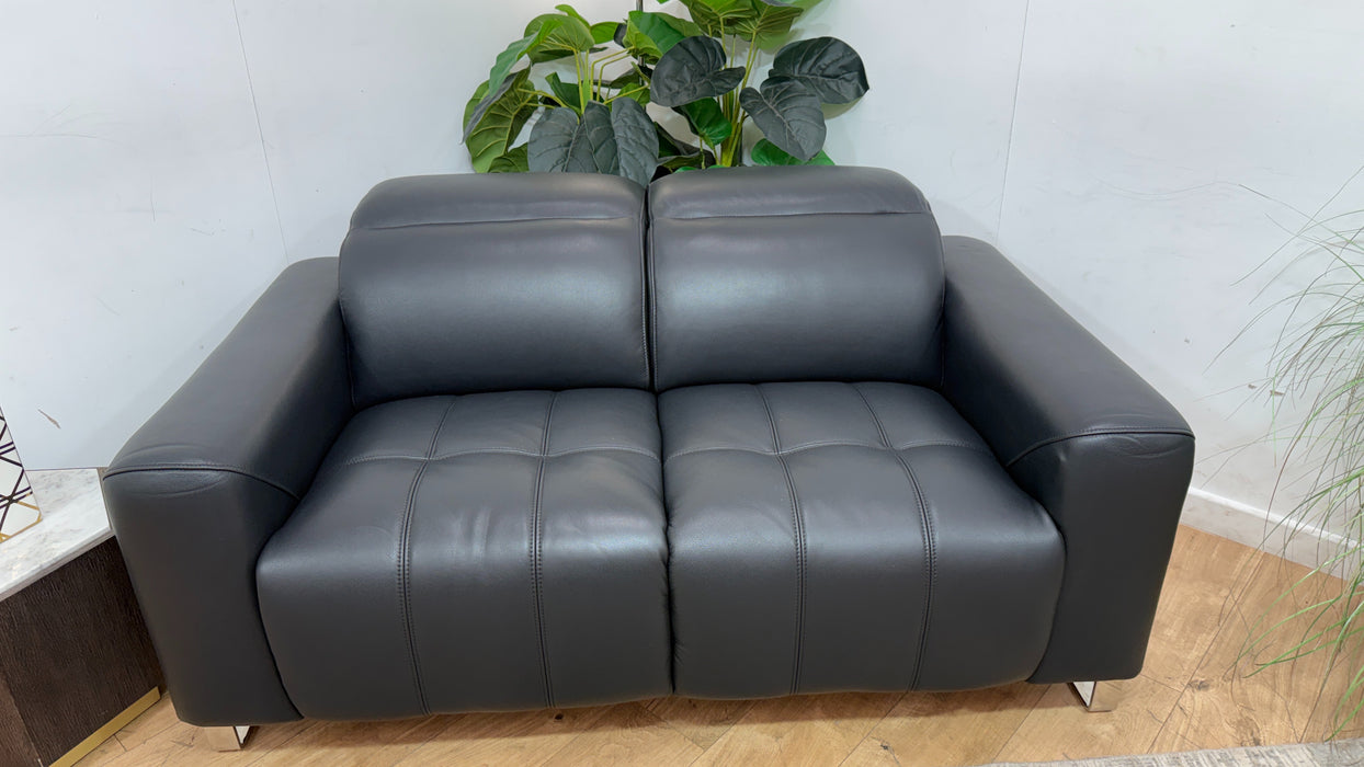 Sofology Marvella Leather 2 Seater in Trusty Sheen Jet Black