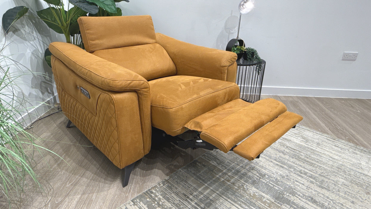 Sofology Ezra Fabric Chair Power Recliner/Headrest Heated Seat in Lifestyle Embossed Tan