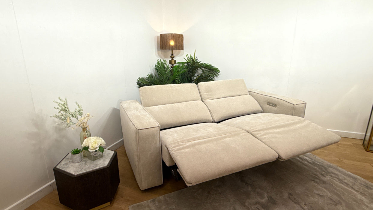 Sofology Horizon Fabric 2.5 Seater Power Recliner/Headrest in Textured Chenille Stone