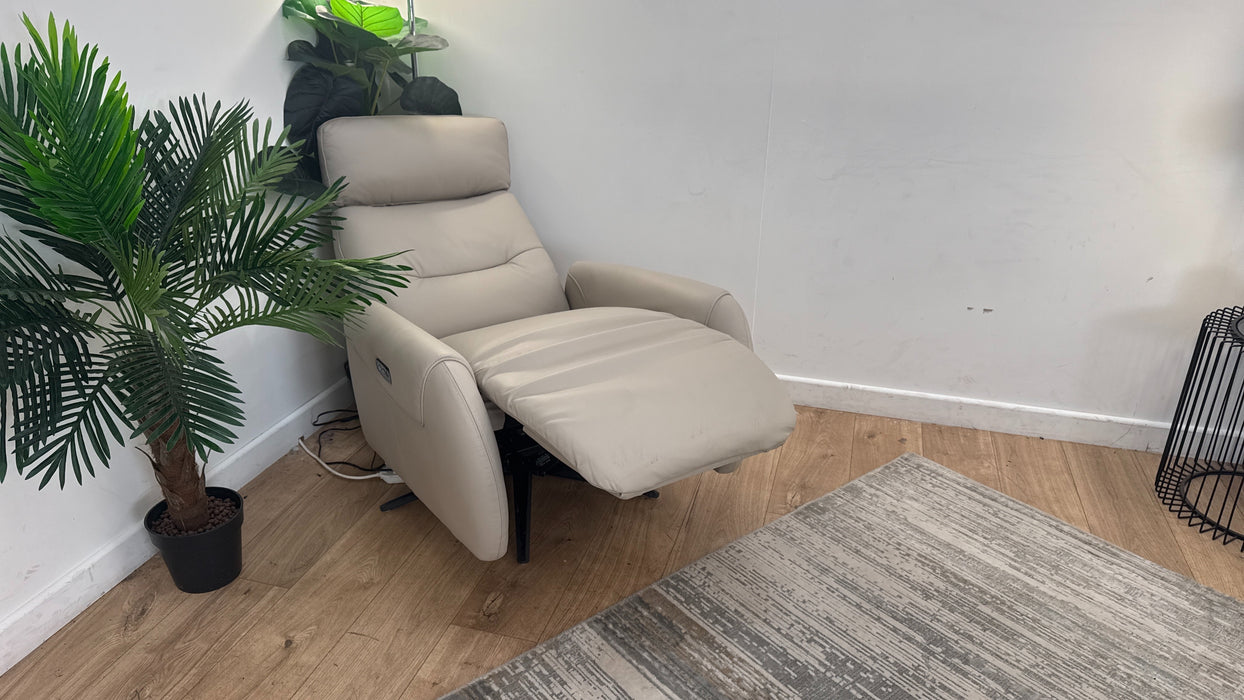 Sofology Monroe Leather Chair Power Recliner in Trusty Matt Stone