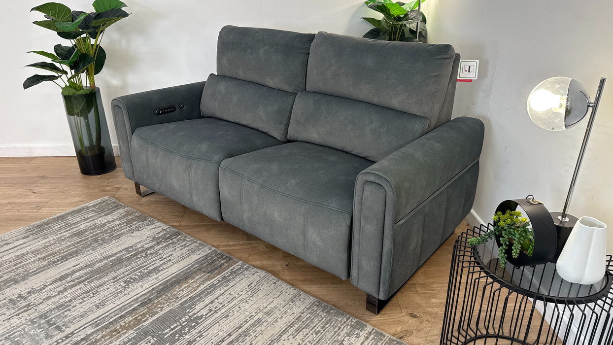 Sofology The Ravello Fabric 2.5 Seater Power Recliner/Headrest Heated Seat Lumbar in Lifestyle Flecked Mineral Green