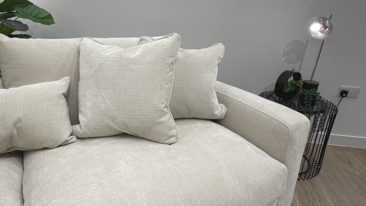 Sofology Moderna Fabric 4 Seater Split Extra Flex Interior in Soft Slub Chenille Ivory